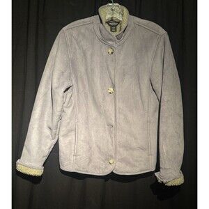 Vintage Woolrich Jacket Womens Sm Plum Sherpa Lined Soft Suede Button Down Coat